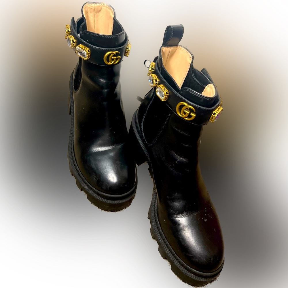 Gucci Black Jeweled Boots
